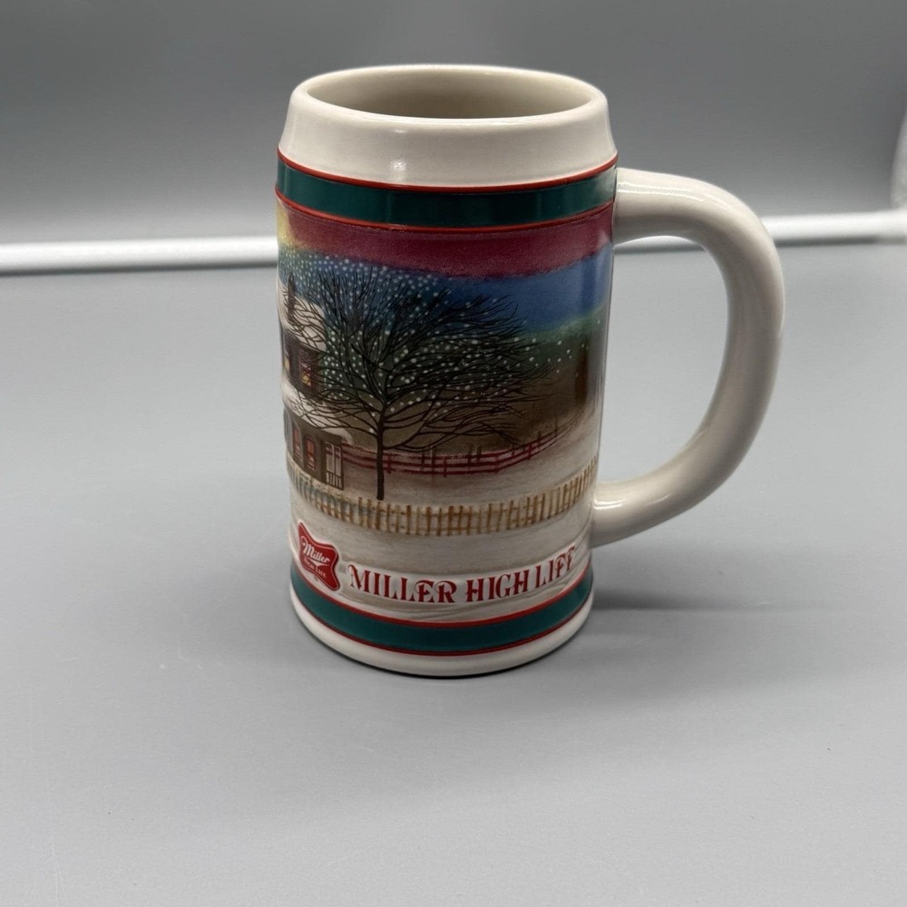 VTG Miller High Life Collector Series Holiday Christmas Sleigh Beer Mug‎ Stein